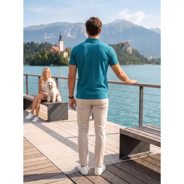  Herren-T-Shirt mit Kragen ALTISPORT NoPrint NP/ALM302 DUNKLES TÜRKIS 