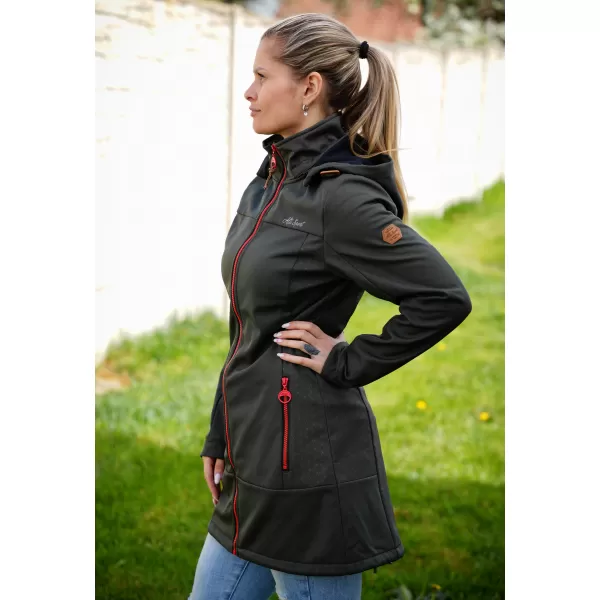  Softshell-Mantel für Damen ALTISPORT CIARA KHAKI/ROT 