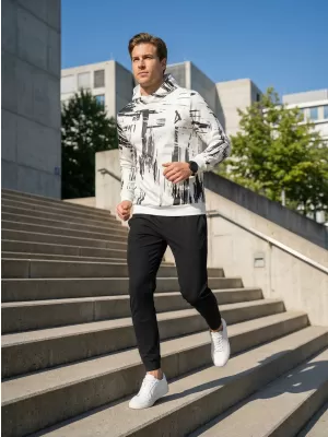 Premium-Sweatshirt für Herren ALTISPORT VOJ/ALM010MI01 SCHWARZ UND WEIß