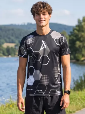 Funktionelles Premium-T-Shirt für Herren ALTISPORT VOJ/ALM037TR01 SCHWARZ UND WEIß