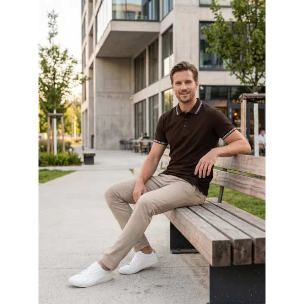  Herren-T-Shirt mit Kragen ALTISPORT NP/ALM921 KAFFEE 