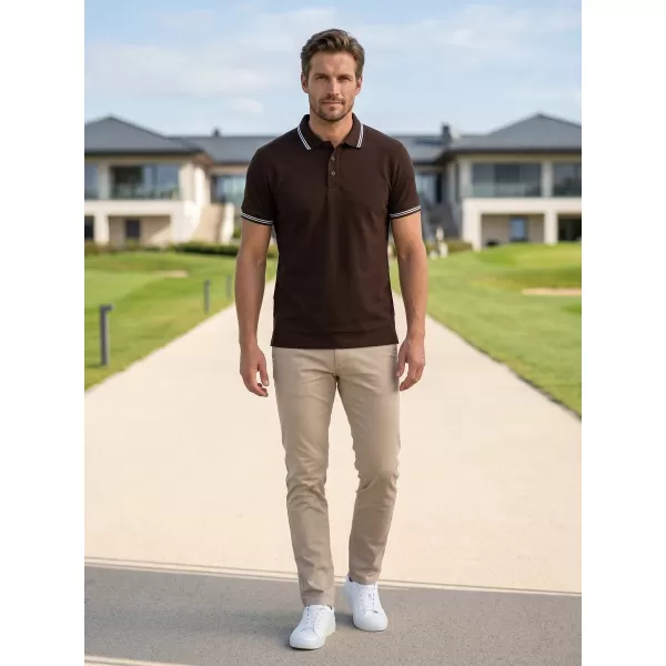  Herren-T-Shirt mit Kragen ALTISPORT NP/ALM921 KAFFEE 