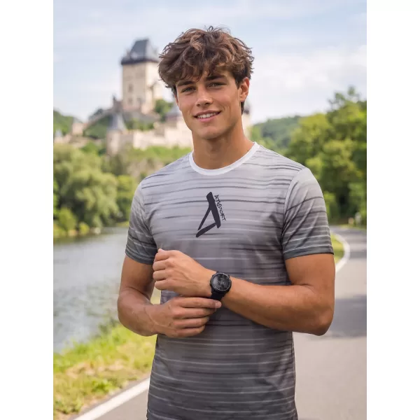  Premium-T-Shirt für Herren ALTISPORT VOJ/ALM031TR01 SCHWARZ UND WEIß 