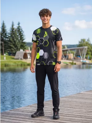 Funktionelles Premium-T-Shirt für Herren ALTISPORT VOJ/ALM037TR01 SCHWARZ UND GELB