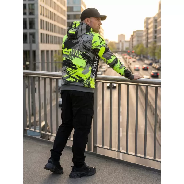  Premium-Sweatshirt für Herren ALTISPORT VOJ/ALM014MI01 SCHWARZ UND GRÜN 