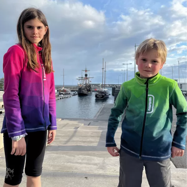 Fleece-Sweatshirt für Kinder WAMU MOZAIKA GRÜN 