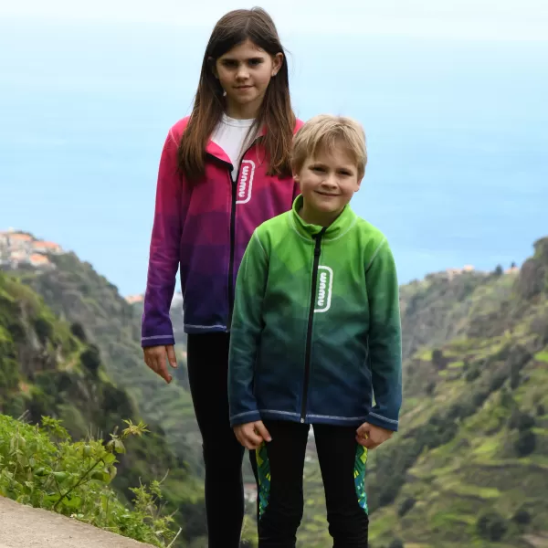  Fleece-Sweatshirt für Kinder WAMU MOZAIKA GRÜN 