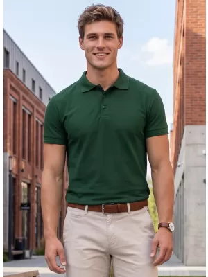 Herren-T-Shirt mit Kragen ALTISPORT NP/ALM302 DUNKELGRÜN
