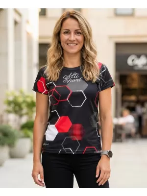 Hochwertiges Funktions-T-Shirt für Damen ALTISPORT VOJ/ALW037TR01 SCHWARZ UND ROT