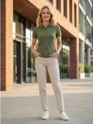 Damen-T-Shirt mit Kragen ALTISPORT NP/ALW012 KHAKI