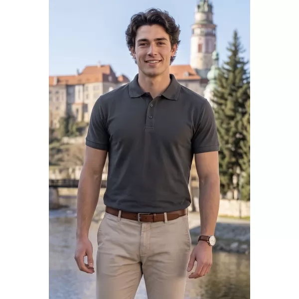  Herren-T-Shirt mit Kragen ALTISPORT NP/ALM302 DUNKLER SCHIEFER 