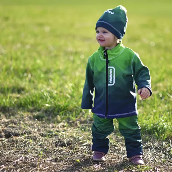  Fleece-Sweatshirt für Kinder WAMU MOZAIKA GRÜN 