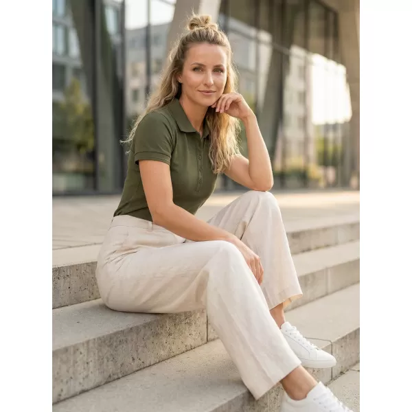  Damen-T-Shirt mit Kragen ALTISPORT NP/ALW012 MILITÄR 