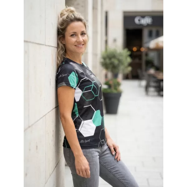  Hochwertiges Funktions-T-Shirt für Damen ALTISPORT VOJ/ALW037TR01 SCHWARZ/TÜRKIS 