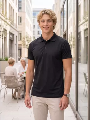 Herren-T-Shirt mit Kragen ALTISPORT NoPrint NP/ALM712 SCHWARZ