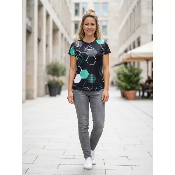  Hochwertiges Funktions-T-Shirt für Damen ALTISPORT VOJ/ALW037TR01 SCHWARZ/TÜRKIS 