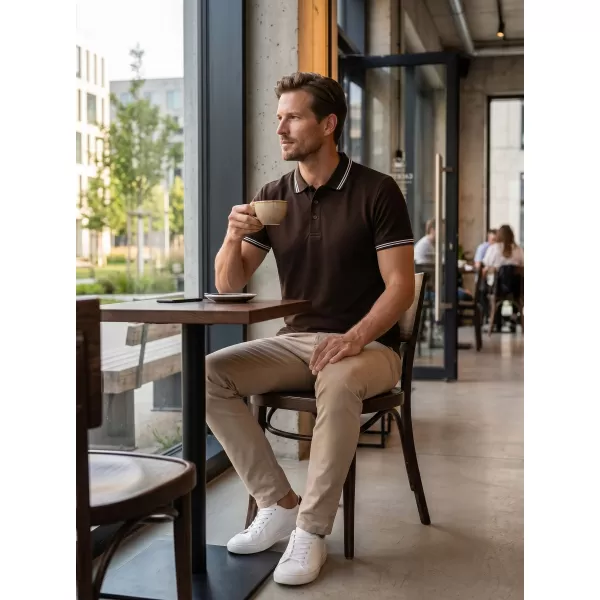  Herren-T-Shirt mit Kragen ALTISPORT NP/ALM921 KAFFEE 