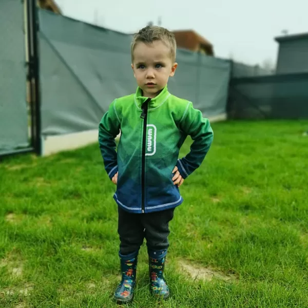  Fleece-Sweatshirt für Kinder WAMU MOZAIKA GRÜN 