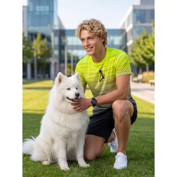  Premium-T-Shirt für Herren ALTISPORT VOJ/ALM031TR01 SCHWARZ/FLUOGELB 