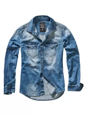 Hemd BRANDIT RILEY DENIM BD4020 BLAU GEWASCHEN