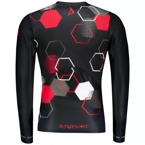  Hochwertiges funktionelles Kompressions-T-Shirt für Herren ALTISPORT VOJ/ALM037TR03 SCHWARZ UND ROT 