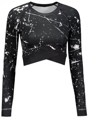 Hochwertiges Funktions-Crop-Top mit langen Ärmeln für Damen ALTISPORT VOJ/ALW034TR04 SCHWARZ