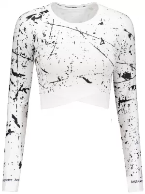 Hochwertiges Funktions-Crop-Top mit langen Ärmeln für Damen ALTISPORT VOJ/ALW034TR04 WEIß
