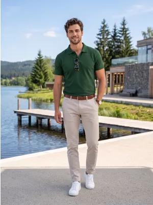 Herren-T-Shirt mit Kragen ALTISPORT NoPrint NP/ALM302 FLASCHENGRÜN