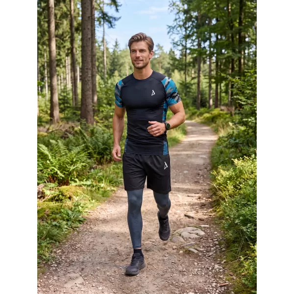  Hochwertiges Funktions-Kompressions-T-Shirt mit kurzen Ärmeln für Herren ALTISPORT VOJ/ALM038TR04 KEROSIN/SCHWARZ 