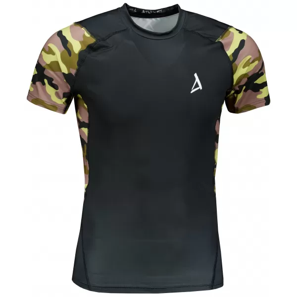  Hochwertiges Funktions-Kompressions-T-Shirt mit kurzen Ärmeln für Herren ALTISPORT VOJ/ALM038TR04 SCHWARZ UND GRÜN 