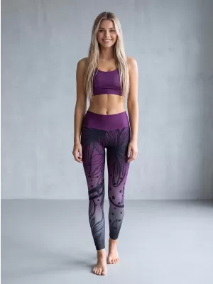 Lange Premium-Funktionsleggings für Damen ALTISPORT VOJ/ALW045LEG01 LILA/SCHWARZ