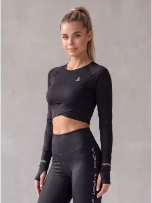 Hochwertiges Funktions-Crop-Top mit langen Ärmeln für Damen ALTISPORT VOJ/ALW000TR04 SCHWARZ