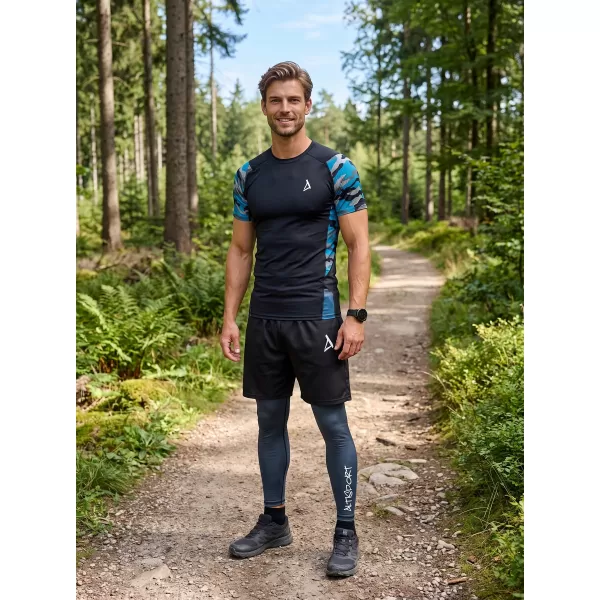  Hochwertiges Funktions-Kompressions-T-Shirt mit kurzen Ärmeln für Herren ALTISPORT VOJ/ALM038TR04 KEROSIN/SCHWARZ 