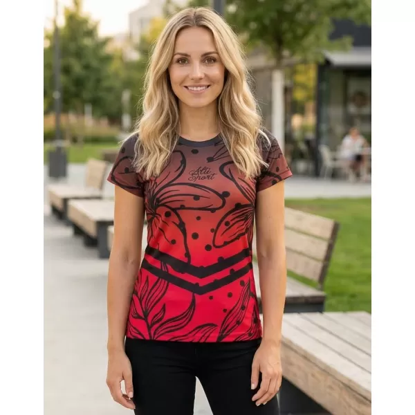  Hochwertiges Funktions-T-Shirt für Damen ALTISPORT VOJ/ALW045TR01 ROT UND SCHWARZ 