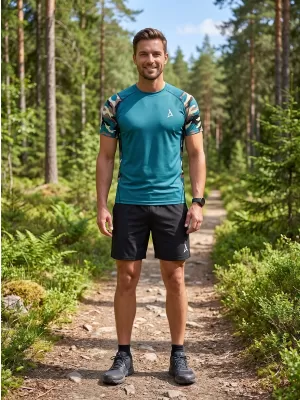 Hochwertiges Funktions-Kompressions-T-Shirt mit kurzen Ärmeln für Herren ALTISPORT VOJ/ALM038TR04 KEROSIN/BRAUN