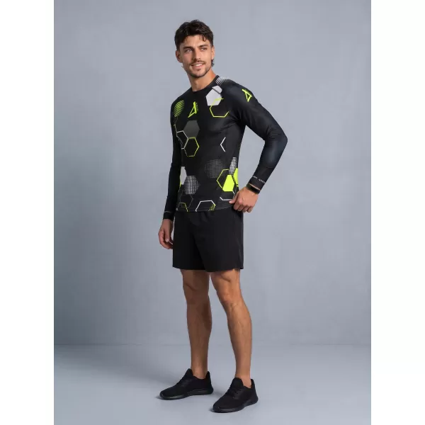  Hochwertiges funktionelles Kompressions-T-Shirt für Herren ALTISPORT VOJ/ALM037TR03 SCHWARZ UND GELB 