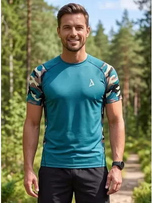 Hochwertiges Funktions-Kompressions-T-Shirt mit kurzen Ärmeln für Herren ALTISPORT VOJ/ALM038TR04 KEROSIN/BRAUN