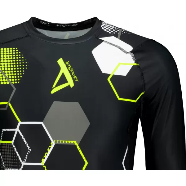  Hochwertiges funktionelles Kompressions-T-Shirt für Herren ALTISPORT VOJ/ALM037TR03 SCHWARZ UND GELB 