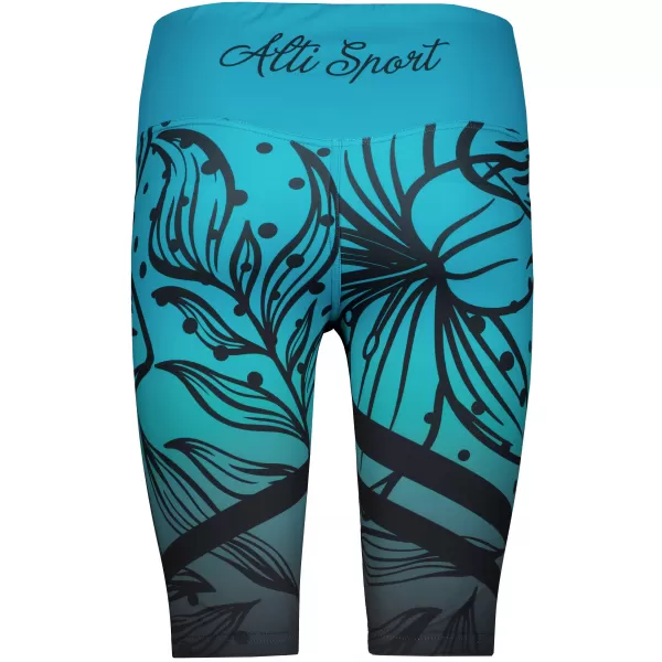 Hochwertige Damen-Funktionsleggings oberhalb des Knies ALTISPORT VOJ/ALW045LEG02 SMARAGD/SCHWARZ 