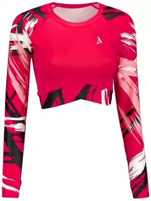 Hochwertiges Funktions-Crop-Top mit langen Ärmeln für Damen ALTISPORT VOJ/ALW039TR04 VIVA MAGENTA