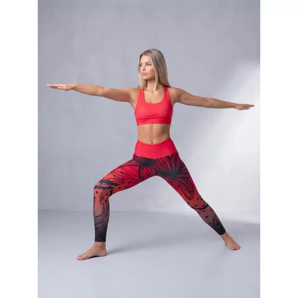  Lange Premium-Funktionsleggings für Damen ALTISPORT VOJ/ALW045LEG01 ROT UND SCHWARZ 