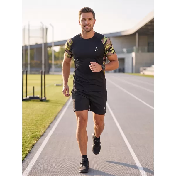  Hochwertiges Funktions-Kompressions-T-Shirt mit kurzen Ärmeln für Herren ALTISPORT VOJ/ALM038TR04 SCHWARZ UND GRÜN 