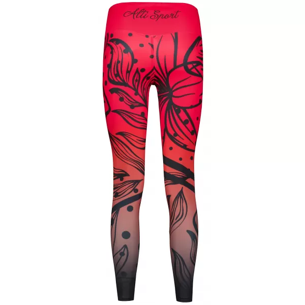  Lange Premium-Funktionsleggings für Damen ALTISPORT VOJ/ALW045LEG01 ROT UND SCHWARZ 