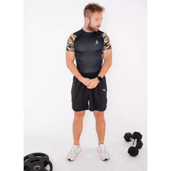  Hochwertiges Funktions-Kompressions-T-Shirt mit kurzen Ärmeln für Herren ALTISPORT VOJ/ALM038TR04 SCHWARZ UND GRÜN 