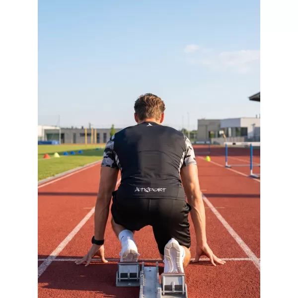  Hochwertiges Funktions-Kompressions-T-Shirt mit kurzen Ärmeln für Herren ALTISPORT VOJ/ALM038TR04 GRAU 