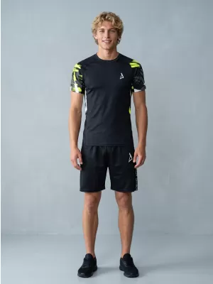 Hochwertiges Funktions-Kompressions-T-Shirt mit kurzen Ärmeln für Herren ALTISPORT VOJ/ALM039TR04 SCHWARZ UND GELB