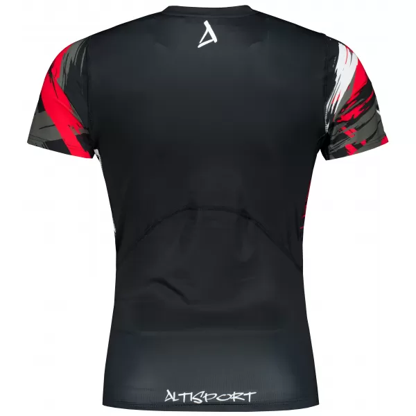  Hochwertiges Funktions-Kompressions-T-Shirt mit kurzen Ärmeln für Herren ALTISPORT VOJ/ALM039TR04 SCHWARZ UND ROT 