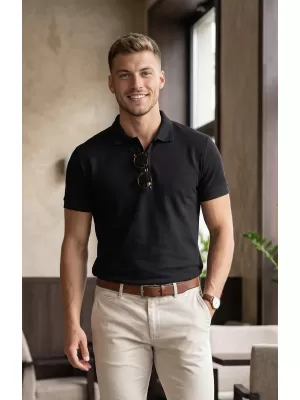 Herren-T-Shirt mit Kragen ALTISPORT NoPrint NP/ALM302 ANTHRAZIT-HIGHLIGHT