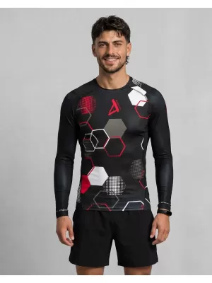 Hochwertiges funktionelles Kompressions-T-Shirt für Herren ALTISPORT VOJ/ALM037TR03 SCHWARZ UND ROT