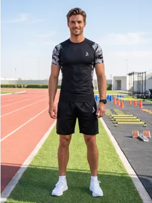 Hochwertiges Funktions-Kompressions-T-Shirt mit kurzen Ärmeln für Herren ALTISPORT VOJ/ALM038TR04 GRAU